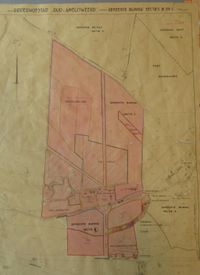 Het aan te kopen Landgoed Oud-Amelisweerd in juni 1951 door de gemeente Utrecht op een kaart aangegeven in rood om welke percelen het gaat. Bron: Het Utrechts Archief.