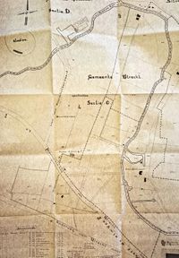 Kaart van welke landerijen bij het landgoed Nieuw-Amelisweeerd behoren in de jaren zestig van de twintigste eeuw. Bron: onbekend.