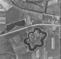 Luchtfoto van het Fectio Vechten terrein in ca. 1945.