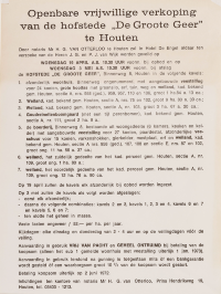 Veilingfiche van boerderij De Grote Geer door notaris Van H.G. van Otterloo in 1972. Destijds aangekocht door de gemeente Houten voor de noordoostelijke uitbreiding. Bron: Beeldbank, RAZU, P.27.4.1 (054363).