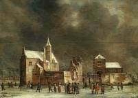 Een schilderij van Kasteel Wulven in de winter van 1659 naar een schilderij van Anthonie Beerstraten.