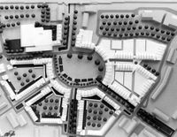 Maquette van winkelcentrum Het Rond en Het Kant uit ca. 1980 met woningen en winkels. Foto: Gemeente Houten.