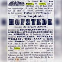 Advertentie tot verkoop van boerderij De Groote Marsch aan de Marsdijk te Bunnik van juni 1881 (2). Bron: Delpher.nl.