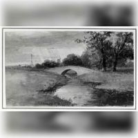 Gezicht op een landschap met een stenen brug over een beek in de omgeving van Bunnik tussen 1850 en 1900. Bron: HUA,catalogusnummer: 107557.