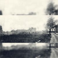 Gezicht op het gehucht De Heul te Schalkwijk uit het noordoosten; met rechts de Zuwedijk in 1900-1905. Bron: HUA, 10683.