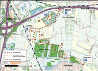 Kaart van het Slagmaatpad (Klompenpaden) in het Nieuw-Wulven Bos ook wel de polder Vecter- en Oudwulverbroek. Bron: Klompenpaden.nl.
