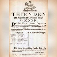 Aankondiging van thienden verpachting in 23 juli 1785 door het kapittel van St. Jan te Utrecht in het gerecht van Slagmaat. Bron: HUA.