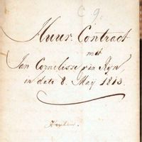 Huurcontract met Jan Cornelisse van Rijn in dato 8 mei 1813. Voorkant van huurcontract van de Beijerskameren van boerderij De Steenen Poort. Bron: HUA, 755.