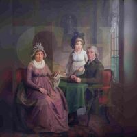 Portret uit ca. 1791 met vermoedelijk Cornelia van Bijleveld (1746-1823) (links) en (rechts) Theodorus Gerardus Bosch (1726-1802) met in het midden staand (vermoedelijk) hun jongste dochter Cornelia Jacoba Bosch (1773-1839) op ongeveer 18 jarige leeftijd. Portret: familiearchief Bosch van Drakestein.