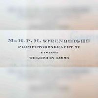 Briefhoofd met naam van Mr. H.P.M. Steenberghe, Plompetorengracht 27 Utrecht. Bron: Archief Eemland, 0911, 4660.