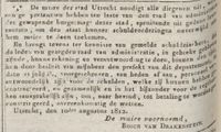 Bericht van de Maire (burgemeester in Franse Tijd in Utrecht) Bosch van Drakestein van maandag 10 augustus 1812. Bron: Delpher.nl.