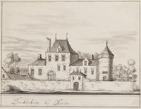 Kasteel Drakenburg bij Baarn in 1700-1750. Museum Flehite te Amersfoort. Bron: Collectie Nederland.nl