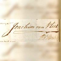 Handtekening van Joachim van Vliet en Paulus Wilhelmus Bosch, gezet op Zo. 10 februari 1799 voor de Utrechtse notaris Pieter Jongeneel Huijbertz. Bron: Het Utrechts Archief, 34-4 U302C003.