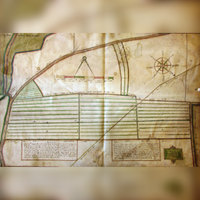 Kaart van het kapittel van St. Marie uit 1630 waarop de gronden zijn ingetekend waarop nu de 4 Lunetten op de Houtense Vlakte zijn gebouwd. Bron: Het Utrechts Archief 221.