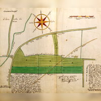 Kaart van het kapittel van St. Marie uit 1630 waarop de gronden zijn ingetekend waarop nu de 4 Lunetten op de Houtense Vlakte zijn gebouwd. Bron: Het Utrechts Archief 221 945 25/26.