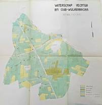 Omgeving tussen Utrecht zuidoost, Bunnik/Rhijnauwen en Houten/Oud-Wulven/Maarschalkerweerd omstreeks 1955. Gebruik van de diverse landerijen in de polder Vechter- en Oudwulverbroek. Diverse landerijen waren van familie Bosch van Drakestein van Nieuw-Amelisweerd en Bosch van Oud-Amelisweerd. Bron: RHC Rijnstreek en Lopikerwaard, waterschap Vechter- en Oudwulverbroek H022 149.