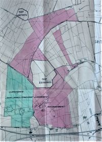 Land in het groen is het aan te kopen Landgoed Oud-Amelisweerd in juni 1951. Land in rood is Landgoed Rhijnauwen aangekocht door de gmeente Utrecht in april 1920. Bron: Het Utrechts Archief, 1007-3, 13316, 13317.