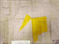 In geel gearceerd de aankoop van gronden in het gebied Mereveld in 1970 door de gemeente Utrecht voor een bedrag van f. 50.000-, gulden van dhr. v d. Vecht voor de voorgenomen aanleg van de destijdse rijksweg A27. Bron: Het Utrechts Archief, 1338, 2376.