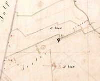 Fragment van de kadasterkaart van gemeente Oud-Wulven uit oktober 1832. Met Kasteel Heemstede met daar ten noorden van de Doornkade (weg). Bron: Rijksdienst voor het Cultureel Erfgoed (RCE) te Amersfoort.