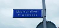 Straatnaambord Maarschalkerweerdpad in de zomer van 2020. Foto: Sander van Scherpenzeel.