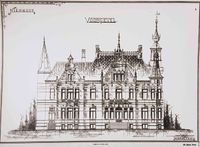 De voorgevel van landhuis De Niënhof op tekening. Bron: Het Utrechts Archief, Topografische Atlas.
