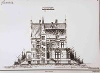 De zijgevel van landhuis De Niënhof op tekening. Bron: Het Utrechts Archief, Topografische Atlas.