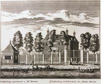 Huis Paddenburg in Baambrugge in 1730 (Rijksstraatweg 87, Baambrugge, gemeente De Ronde Venen). Bron: Het Utrechts Archief, Topografische Atlas.