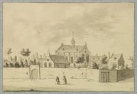 Gezicht op het Kartuizerklooster Nieuwlicht te Utrecht in 1635. Bron: Het Utrechts Archief, catalogusnummer: 35059.
