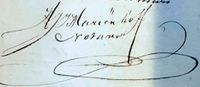 Handtekening van notaris Henricus Jacobus van Mariënhoff onder één van zijn vele duizenden akten die hij in zijn carrière heeft gemaakt. Bron: Regionaal Archief Zuid-Utrecht (RAZU), 063.