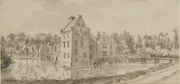 Huis te Schalkwijk, gem. Schalkwijk in 1723 naar een tekening van Jan de Beijer. Bron: Het Gelders Archief, 1551, 1600.