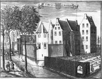 Het kasteel Schalkwijk in 1699 naar de hand van Cornelis Specht. Bron: Het Utrechts Archief, Topografische Atlas.