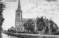 De R.K. Kerk van Schalkwijk aan de Jhr. Ramweg 18 in 1907. Afgebeeld op een prentbriefkaart.