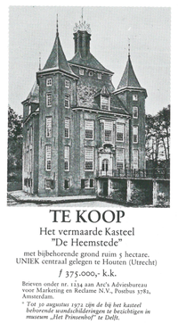 Advertentie uit het Financi&euml;le Dagblad van 25 augustus 1972 . Bron: L. Wevers, Heemstede.
