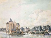 Zijaanzicht van het aan de Kromme Rijn bij Werkhoven gelegen kasteel Beverweerd in 1745. Bron: Rijksdienst voor het Cultureel Erfgoed (RCE) te Amersfoort, objectnummer: TH-027.