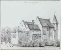 Gezicht op kasteel Beverweerd met gracht en brug te Werkhoven in 1775. Bron: Regionaal Archief Zuid-Utrecht (RAZU), 084, 57384, 55.