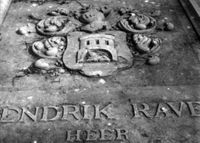 Het graf van Hendrik Ravee uit 1833 op de voorburcht van kasteel Schonauwen. Foto: Regionaal Archief Zuid-Utrecht (RAZU), 353.