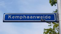 Straatnaambord Kemphaanweide op vrijdag 8 mei 2020. Foto: Sander van Scherpenzeel.
