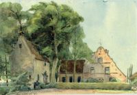 Aquarel van hofstede Chartroise in 1914 naar een tekening van Sara van Heukelom. Bron: Het Utrechts Archief, catalogusnummer: 31665.