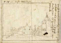 Gezicht op een torenvormig kasteelgebouw, volgens het opschrift kasteel Den Engh bij Vleuten, met een boerderij. In de periode 1715-1720. Blad in een verzameling van anonieme tekeningen van kastelen in de provincie Utrecht, uitgevoerd in verschillende technieken, door verschillende tekenaars, merendeels uit de periode 1718/1719, soms naar een ouder voorbeeld. Dit tekeningetje staat op de achterzijde van een tekening van het huis Vuylcoop, nr. 135320. Het opschrift kan ook betrekking hebben op de tekening aan de andere zijde. Dit gebouw lijkt op Vuylcoop, niet op Den Engh. Bron: Het Utrechts Archief, catalogusnummer: 135321.