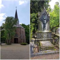 Links de kapel op begraafplaats Orthen aan de Fort Orthenlaan te 's-Hertogenbosch waar naast (rechts op de foto) het familiegraf Van der Does de Willebois - Bosch van Drakestein staat in mei 201. Foto: Sander van Scherpenzeel.