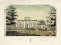 Gezicht op de voorgevel van paleis Soestdijk te Baarn in de periode 1850-1870. Bron; Het Utrechts Archief, catalogusnummer: 200834.