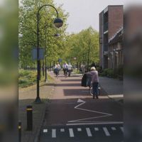 Zicht op het Kooikerseind gezien vanaf Het Rond in de periode 1995-2000. Bron: Regionaal Archief Zuid-Utrecht (RAZU), 353.