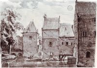 Kasteel Wulven gezien in ca. 1750. Bron: Bijzondere Collecties Leiden.
