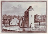 Kasteeltoren Vuylcop aan het Neereind 29 te Schalkwijk gezien in 1743. Bron: Onbekend.