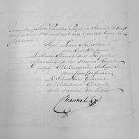 Fragment van een van de documenten uit de verkoop van de landgoederen Oud-Amelisweerd en Nieuw-Amelisweerd in 1810 door de intendant van koning Lodewijk Napoleon (Van Rooijen) aan jhr. Wickevoort Crommelin. Bron: Regionaal Archief Zuid-Utrecht (RAZU), 217, 3.