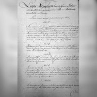 Fragment van een document van de intendant van koning Lodewijk Napoleon met verkoopvoorwaarden in 1810 aan jhr. Wickevoort Crommelin van beide landgoederen Nieuw-Amelisweerd en Oud-Amelisweerd. Bron: Regionaal Archief Zuid-Utrecht (RAZU), 217, 3.