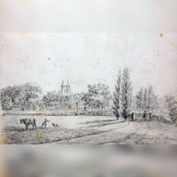 Gezicht op de buitenplaats De Marienberg bij Arnhem in 1821 naar de hand van Coenraad Weerts. Bron: Gelders Archief, 3022, 89.02.