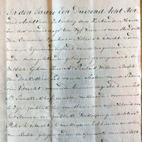 Op zaterdag 14 november van het jaar 1818 ten overstaan van de Utrechtse notaris Hendrik van Ommeren om het hakhout bosje aan de Looydijk verkocht. Begin beschrijving van akte. Bron: Het Utrechts Archief, 32.