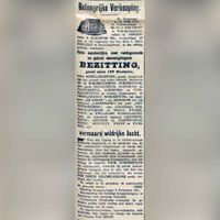 Aankondiging in september 1911 van de verkoop van het landgoed Hindersteyn door familie Van Brienen van de Groote Lindt uit Wassenaar/Amsterdam. Ten overstaan van notaris H.J. van Heyst in Langbroek. Bron: Delpher.nl.