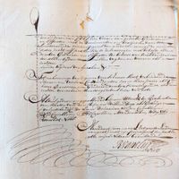 Op woensdag 23 april 1760 werd ten overstaan van de Utrechtse notaris Rijk van Vliet de boedel verdeeld van Evert Cornelis van der Capellen (1703-1759). Aan zijn halfbroer Gerlach Theodorus van der Capellen werd de ambachtsheerlijkheid Houten en 't Goy toebedeeld. Die hij tot zijn overlijden in 1805 zou bezitten. Beeld van een akte die in het dorpsgerecht archief bewaard is gebleven. Beschrijving van aankoop van de ambachtsheerlijkheid Houten en 't Goy op woensdag 6 juni 1714 kocht Jasper van Lynden de heerlijkheid van de Staten van Utrecht voor f. 13.000-, gulden. Op 17 september 1731 sterft Jaspar van Lynden. Zijn vrouw overlijdt op 6 mei 1732. Hun kleinzoon Jasper Scheurwater is advocaat en wordt heer van Oud-Wulven en Waaien. Zijn stiefkind Alexander Hendrik van der Capellen wordt Heer van Houten en ’t Goy. Op 5 maart 1734 wordt de boedel van Jaspar en Digna verdeeld onder de erfgenamen. Alexander Hendrik van der Capellen (1707-1740) was de achter oom van Gerlach Theodorus van der Capellen (1734-1805) die later heer van Houten en 't Goy en Mijdrecht zou worden. Eind van het document. Bron: Regionaal Archief Zuid-Utrecht (RAZU), 064.